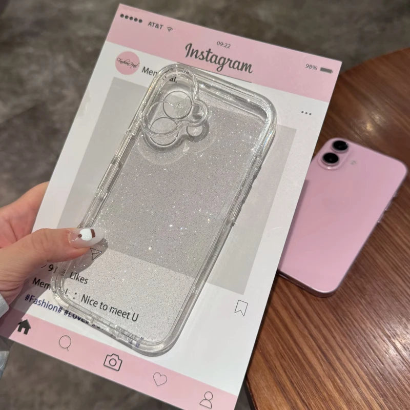 Luxury Glitter Transparent Bling Case For iPhone 17 Air 11 12 13 14 15 16 Pro Max X XR XS 7 8 Plus Shockproof Soft Bumper Cover