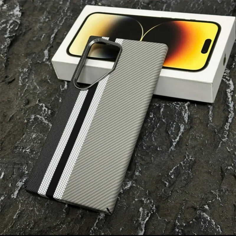 Luxury Carbon Fiber Wireless Charging Magsafe Case for Samsung Galaxy S25 S23 S24 Ultra Plus Alloy Lens Protection Hard Cover