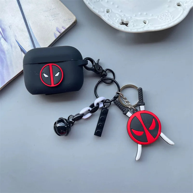 Cartoon Deadpool Earphone Case for Airpods 4 2024 Silicone Protective Cover for Airpods Pro2 Pro 3 2 1  with Key Chain
