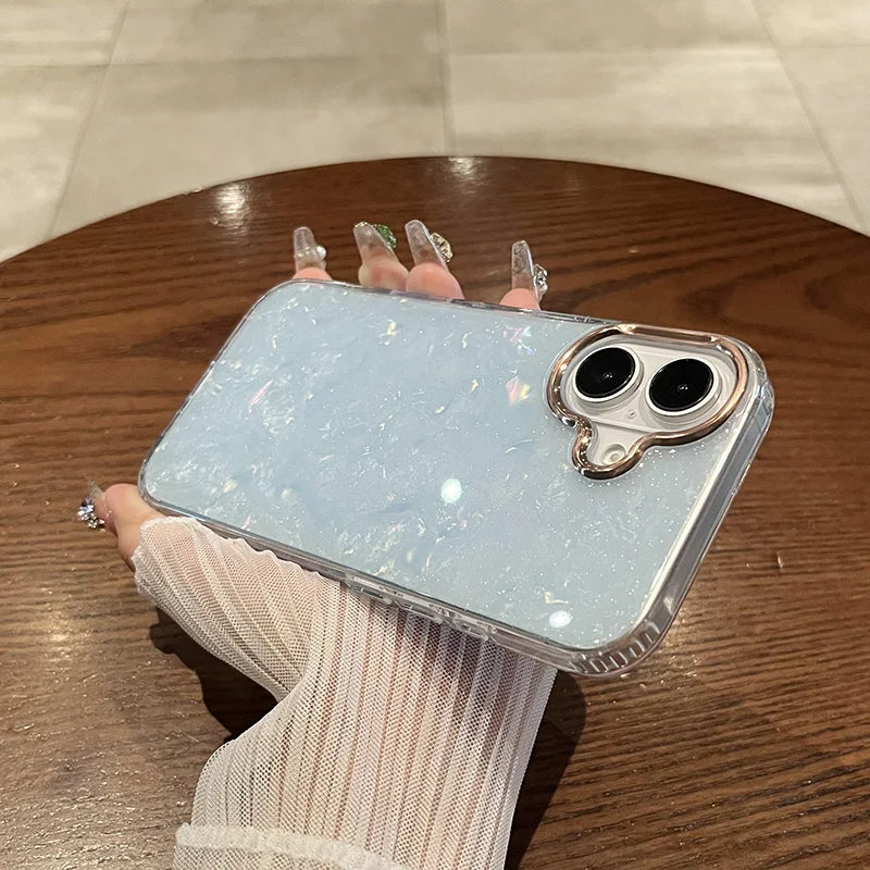 Luxury Rainbow Shell Glitter Laser Phone Case For iPhone 17 Air 16 Pro Max 15 14 13 12 11 Plus Clear Shockproof Plating Cover