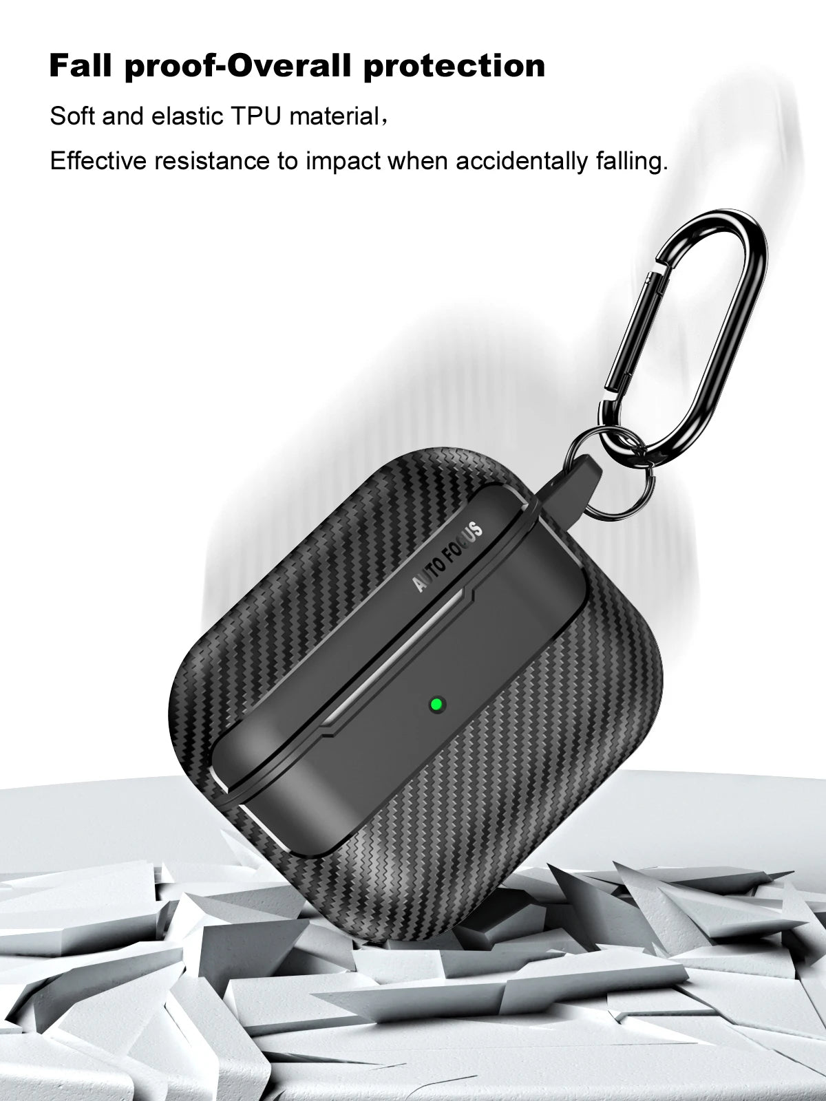 Waterproof Carbon Fiber Texture Silicone Earphone Case With Hook Loop For Apple Airpods Pro 2 Air Pods 3 Shockproof Funda Cover