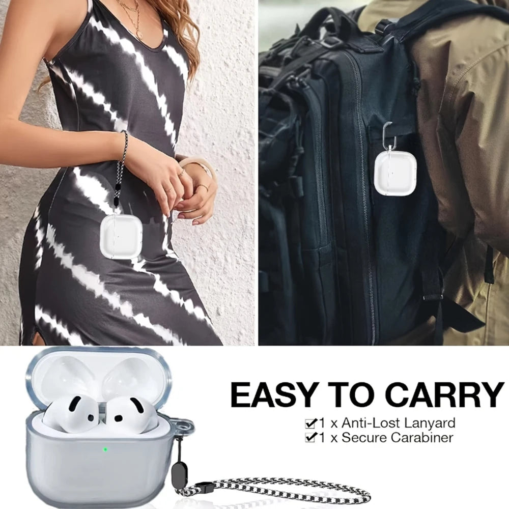 Funda For AirPods Pro 2 Case With Cleaner Pen Soft TPU Protective Cases For Apple AirPods 4 3 2 1 Pro2 Generation With Lanyard