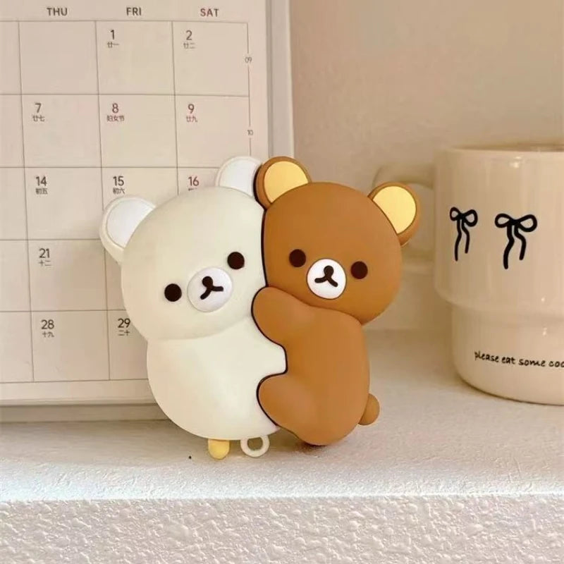 For AirPods 4 3 2 1 Pro Pro2 Earphone Case 3D Rilakkuma Hug Bear Silicone Cartoon Headphone Box With Pendant Cute Cover