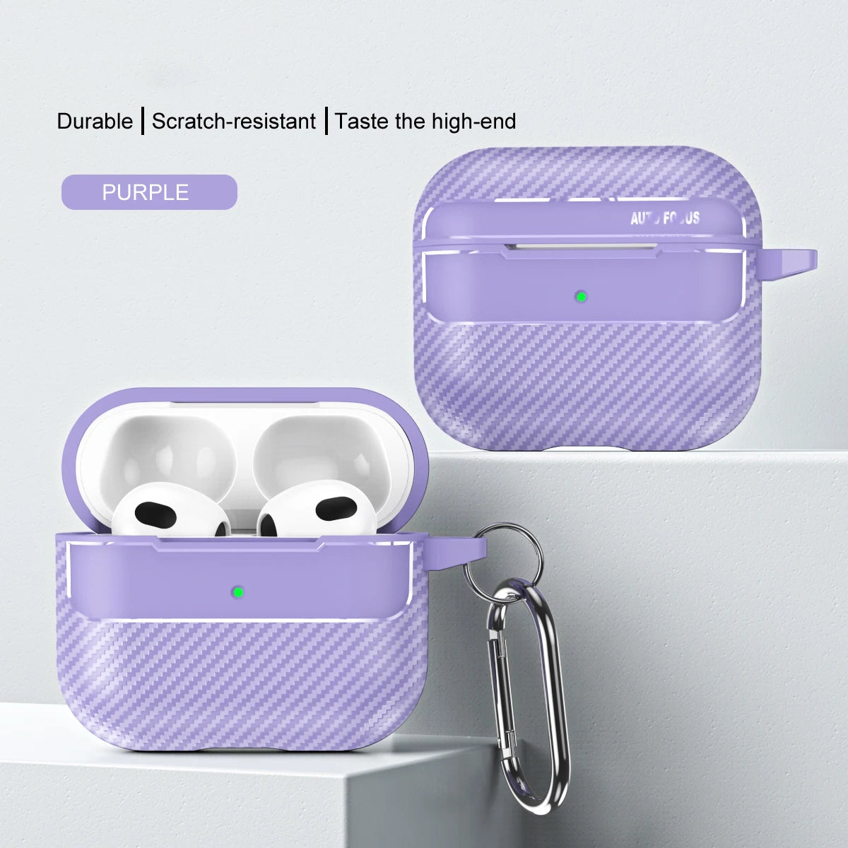 Waterproof Carbon Fiber Texture Silicone Earphone Case With Hook Loop For Apple Airpods Pro 2 Air Pods 3 Shockproof Funda Cover