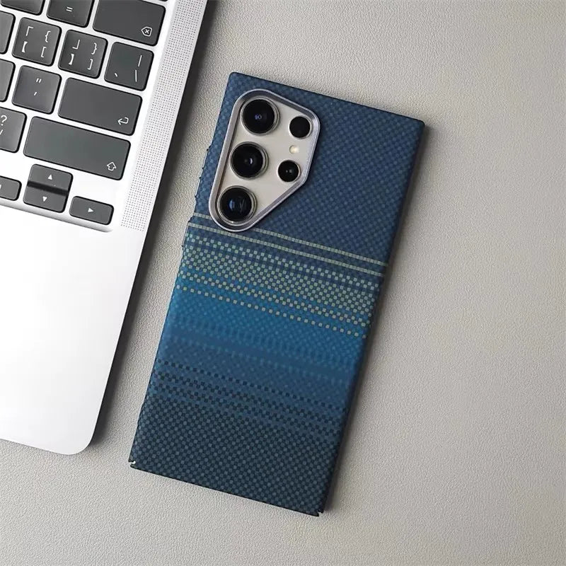 Luxury Carbon Fiber Wireless Charging Magsafe Case for Samsung Galaxy S25 S23 S24 Ultra Plus Alloy Lens Protection Hard Cover