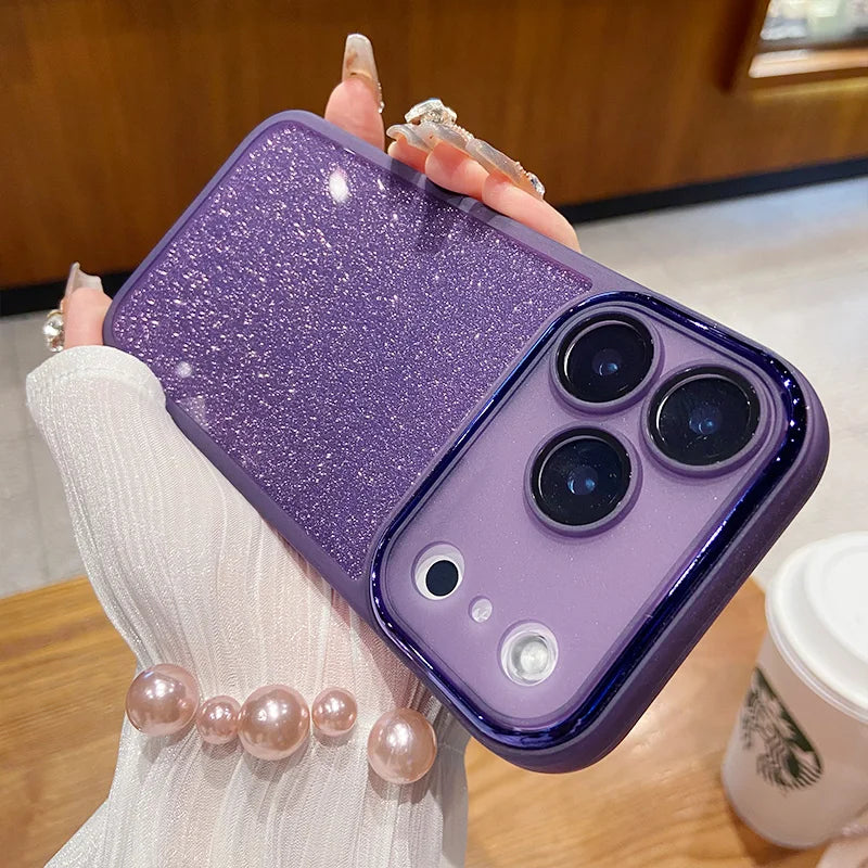 Luxury Glitter Lens Film Full Protection Case for IPhone 17 Air 16 15 14 13 12 Pro Max Soft Silicone Shockproof Bumper Cover