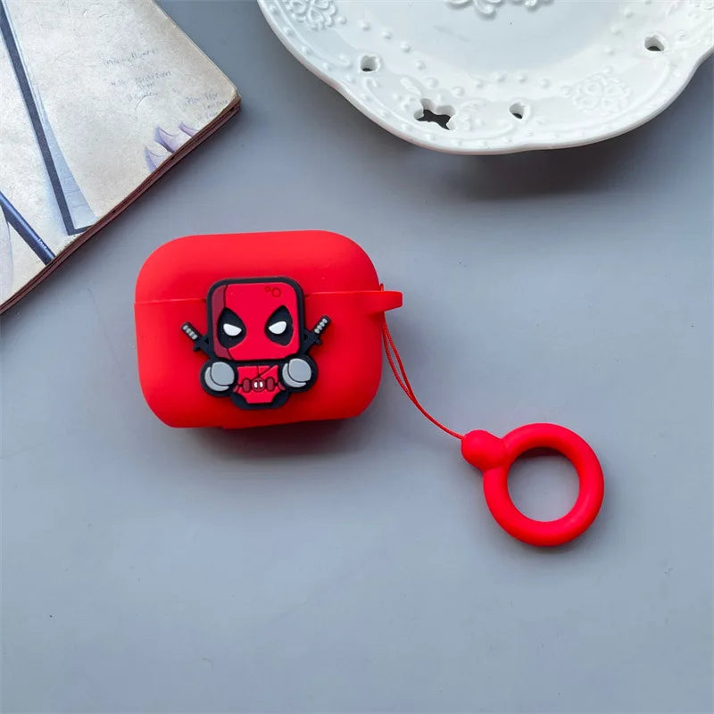 Cartoon Deadpool Earphone Case for Airpods 4 2024 Silicone Protective Cover for Airpods Pro2 Pro 3 2 1  with Key Chain