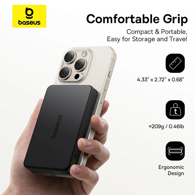 Baseus Qi2 Magnetic Power Bank 10000mah 15W Wireless Charging 22.5W Wired Charge Qi2-Certified for iPhone 16 15 14 13 12 Pro Max