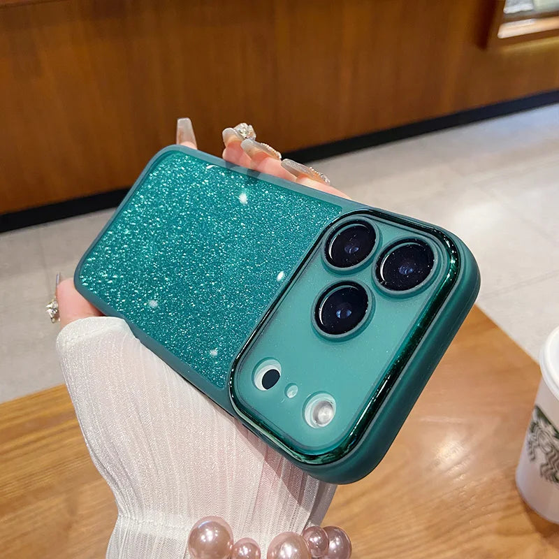 Luxury Glitter Lens Film Full Protection Case for IPhone 17 Air 16 15 14 13 12 Pro Max Soft Silicone Shockproof Bumper Cover