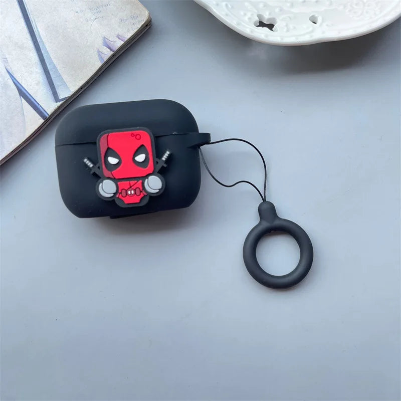Cartoon Deadpool Earphone Case for Airpods 4 2024 Silicone Protective Cover for Airpods Pro2 Pro 3 2 1  with Key Chain