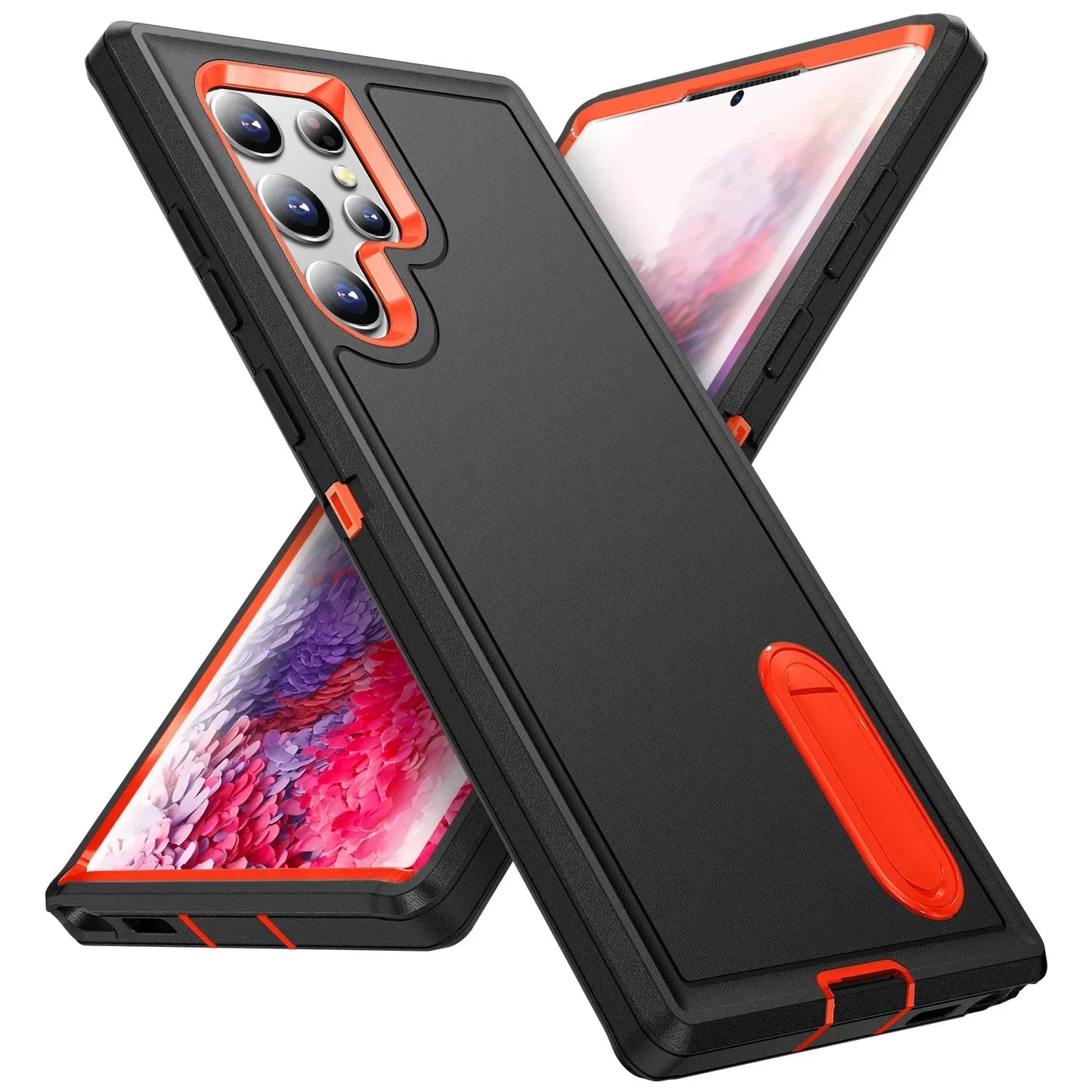 Case For Samsung Galaxy S25 Ultra S25 Edge S24 A56 A36 A17 Full 3 in 1 Shockproof Heavy Duty Anti-Scratch Rugged Kickstand Cover