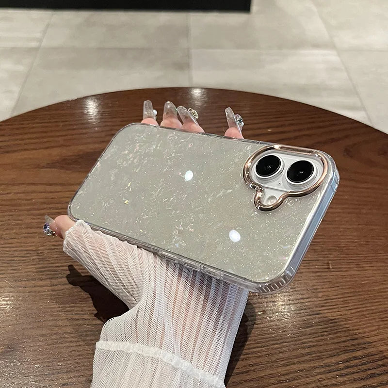 Luxury Rainbow Shell Glitter Laser Phone Case For iPhone 17 Air 16 Pro Max 15 14 13 12 11 Plus Clear Shockproof Plating Cover