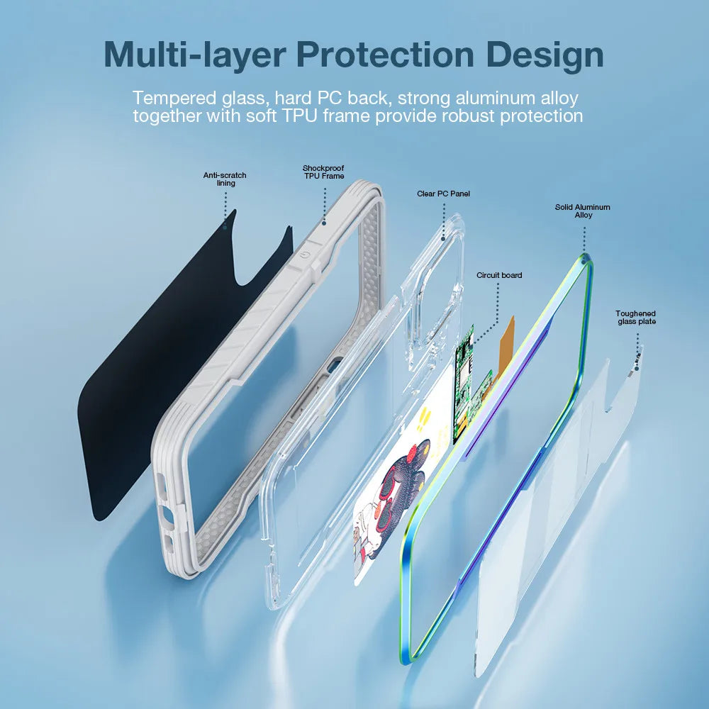 WINKNOWS DIY Smart NFC Ink Screen Phone Case – Tempered Glass, Shockproof & Full Coverage (iPhone 13–16 Series)
