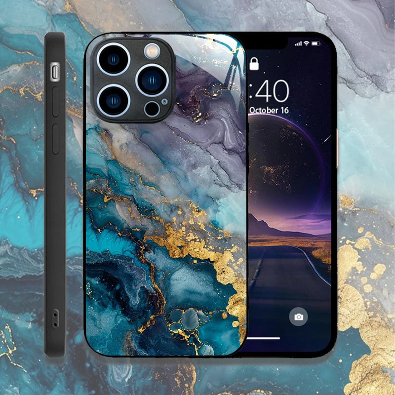 Marble Pattern Glass Designer iPhone Case – Mobizzio