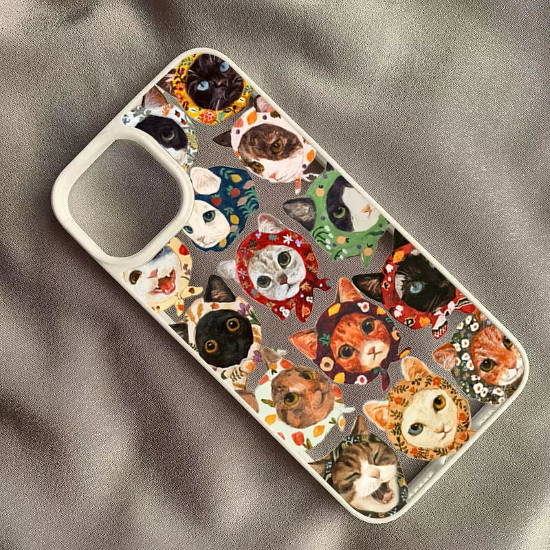 Colorful Cat Design Clear Phone Case For iPhone 13 14 15 16 17 Pro Max 11 12 MINI Plus 16E 17 Air 16 Plus Anti-fall Hard Cover