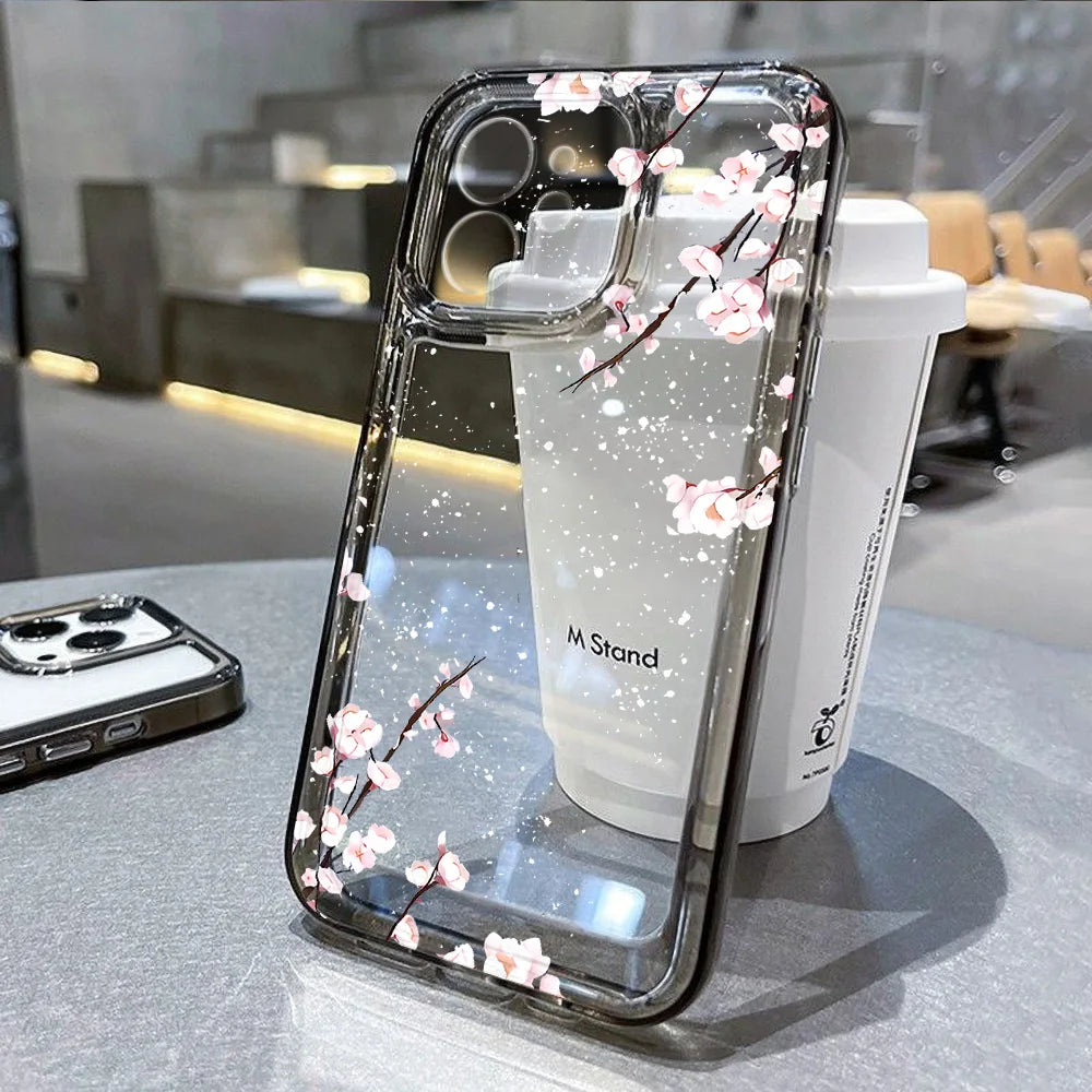 Lotus Flower Transparent Phone Case For iPhone 16 Pro Max Case iPhone 13 17 15 11 12 14 Pro Max XR 8 7 Plus SE Shockproof Cover