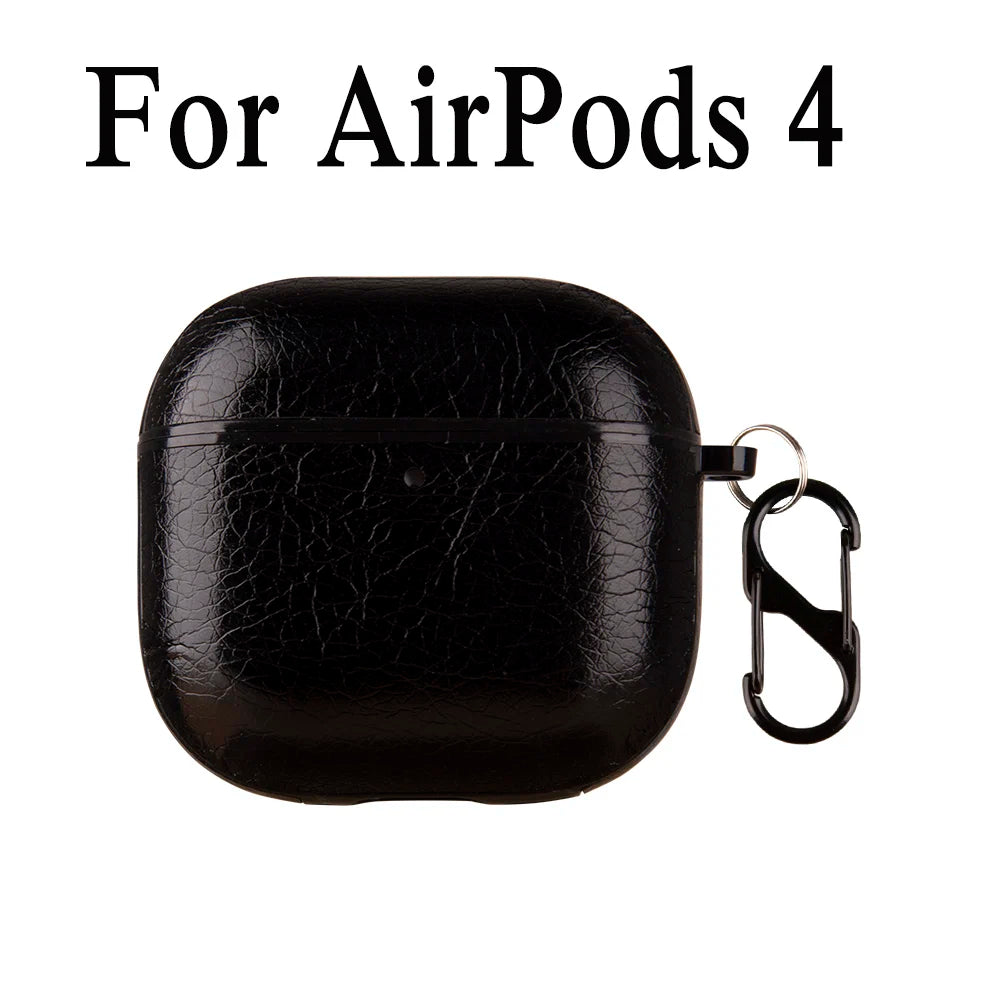Retro Leather PU Case For AirPods 4 4th ANC 2024 Cover With Cleaner Pen Headphone Wireless Charging Box For AirPods 4 Coque Capa