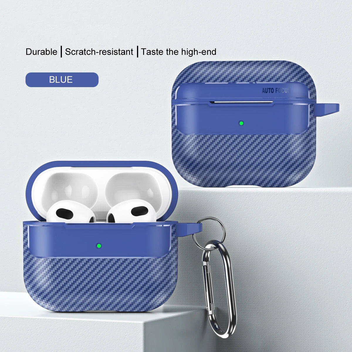 Waterproof Carbon Fiber Texture Silicone Earphone Case With Hook Loop For Apple Airpods Pro 2 Air Pods 3 Shockproof Funda Cover