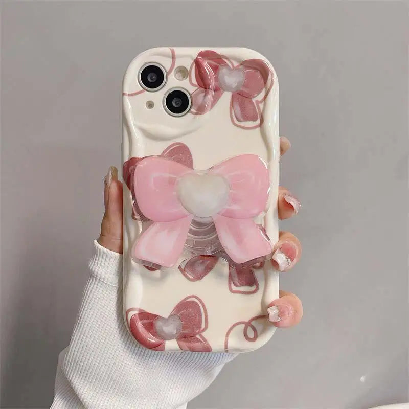 Floral Flower Bracket Case Cover for Samsung Galaxy S24 FE S25 S22 S23 Ultra Plus A56 A55 A35 A54 A15 A16 5G A05S A05 Wavy Shell