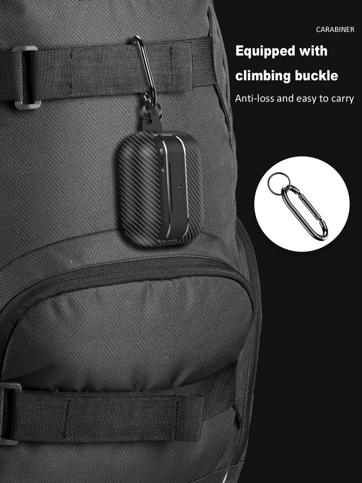 Waterproof Carbon Fiber Texture Silicone Earphone Case With Hook Loop For Apple Airpods Pro 2 Air Pods 3 Shockproof Funda Cover