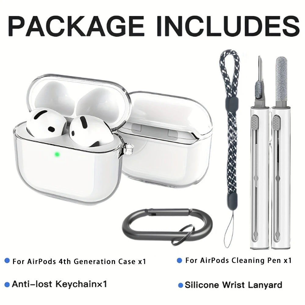 Funda For AirPods Pro 2 Case With Cleaner Pen Soft TPU Protective Cases For Apple AirPods 4 3 2 1 Pro2 Generation With Lanyard