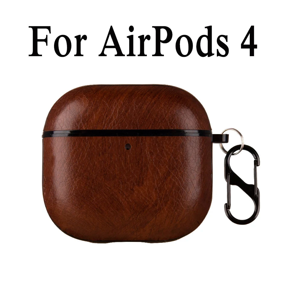 Retro Leather PU Case For AirPods 4 4th ANC 2024 Cover With Cleaner Pen Headphone Wireless Charging Box For AirPods 4 Coque Capa
