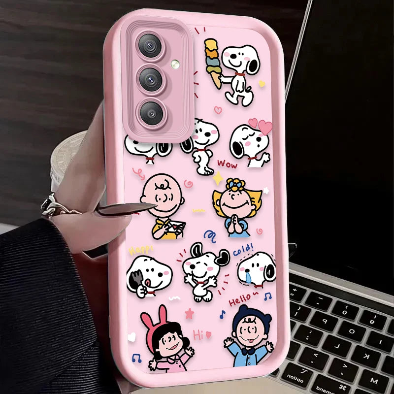 Lovely S-Snoopy Flower Case For Samsung Galaxy S25 S24 Ultra S23 S22 Plus S21 FE A36 A56 A26 A16 A06 A15 A25 A35 A55 5G Cover