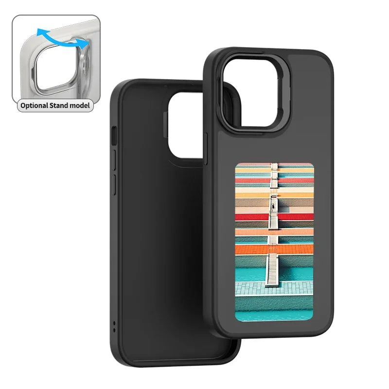 NFC DIY Picture Ink Bracket Phone Case Stand for iPhone 15 14 13 Pro Max Case Screen Phone Cover Cartoon Ink Protection Holder