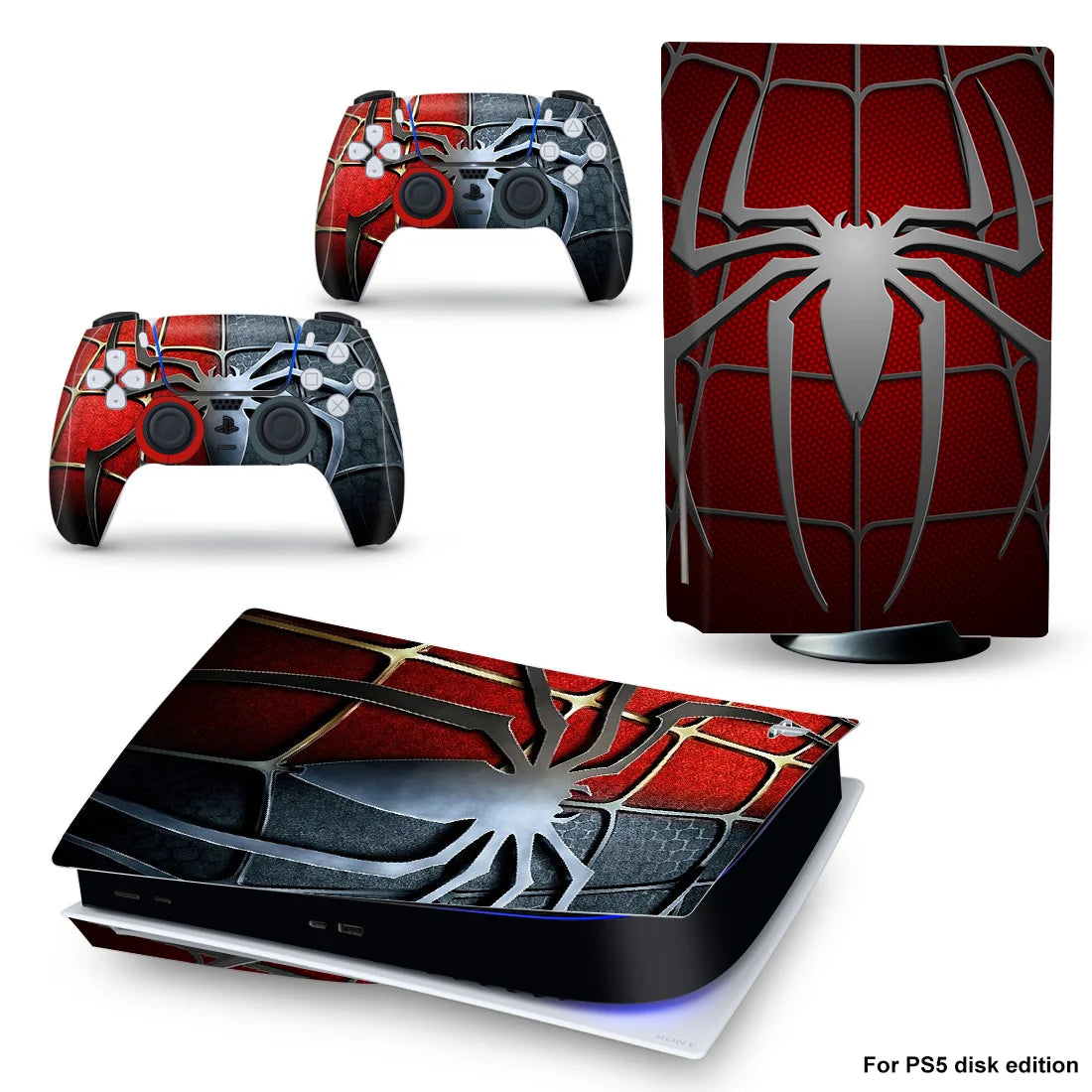 Vinyl Skin Sticker for PS5 Disc Edition Console with 2PCS Controller Gamepad Sticker Wraps Set for PS5 Accessories Cover Case