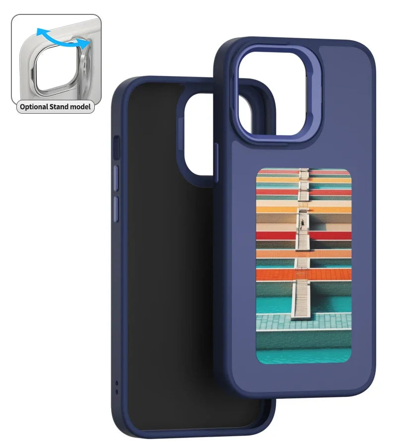 NFC DIY Picture Ink Bracket Phone Case Stand for iPhone 15 14 13 Pro Max Case Screen Phone Cover Cartoon Ink Protection Holder