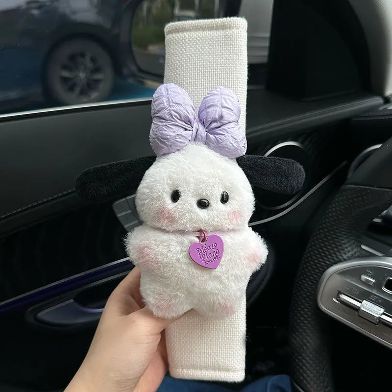 Cartoon Car Seat Belt Cover Anime Puppy Plush Auto Seat Belt Shoulder Protector Pad Car Interior Accessories