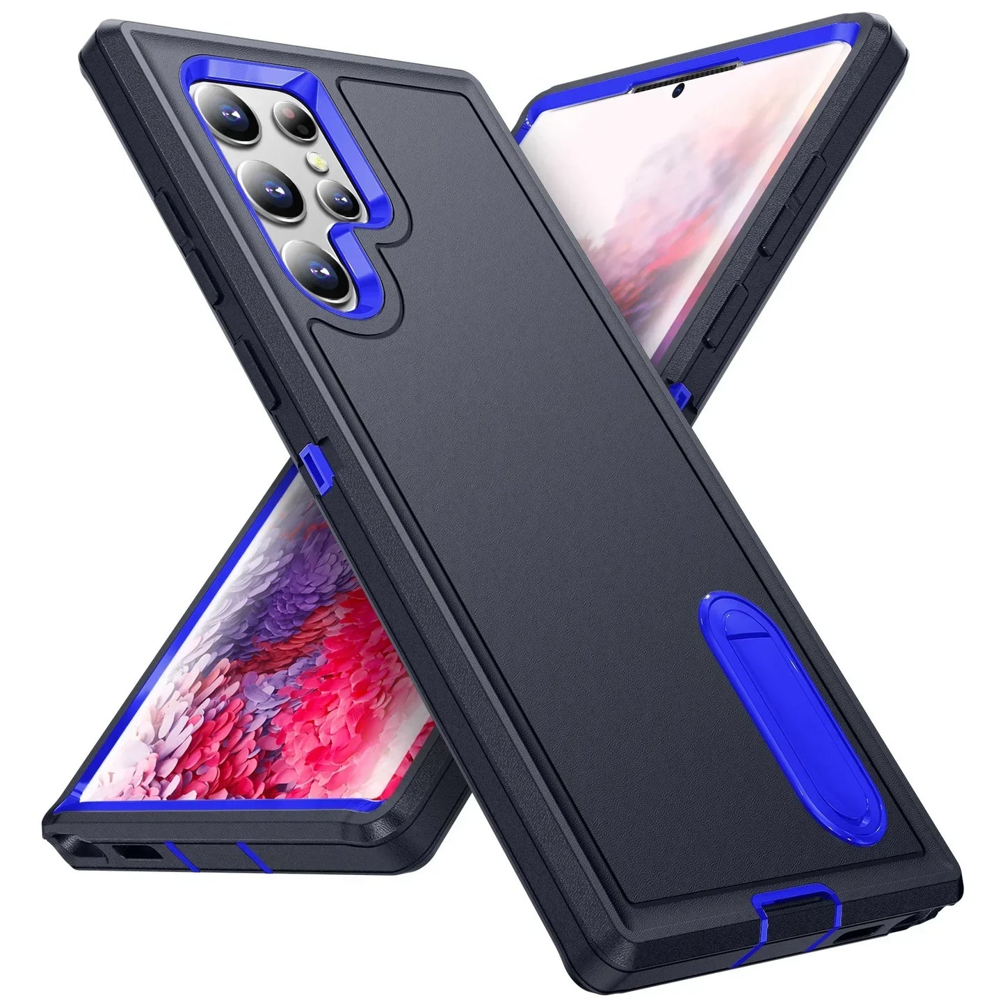 Case For Samsung Galaxy S25 Ultra S25 Edge S24 A56 A36 A17 Full 3 in 1 Shockproof Heavy Duty Anti-Scratch Rugged Kickstand Cover