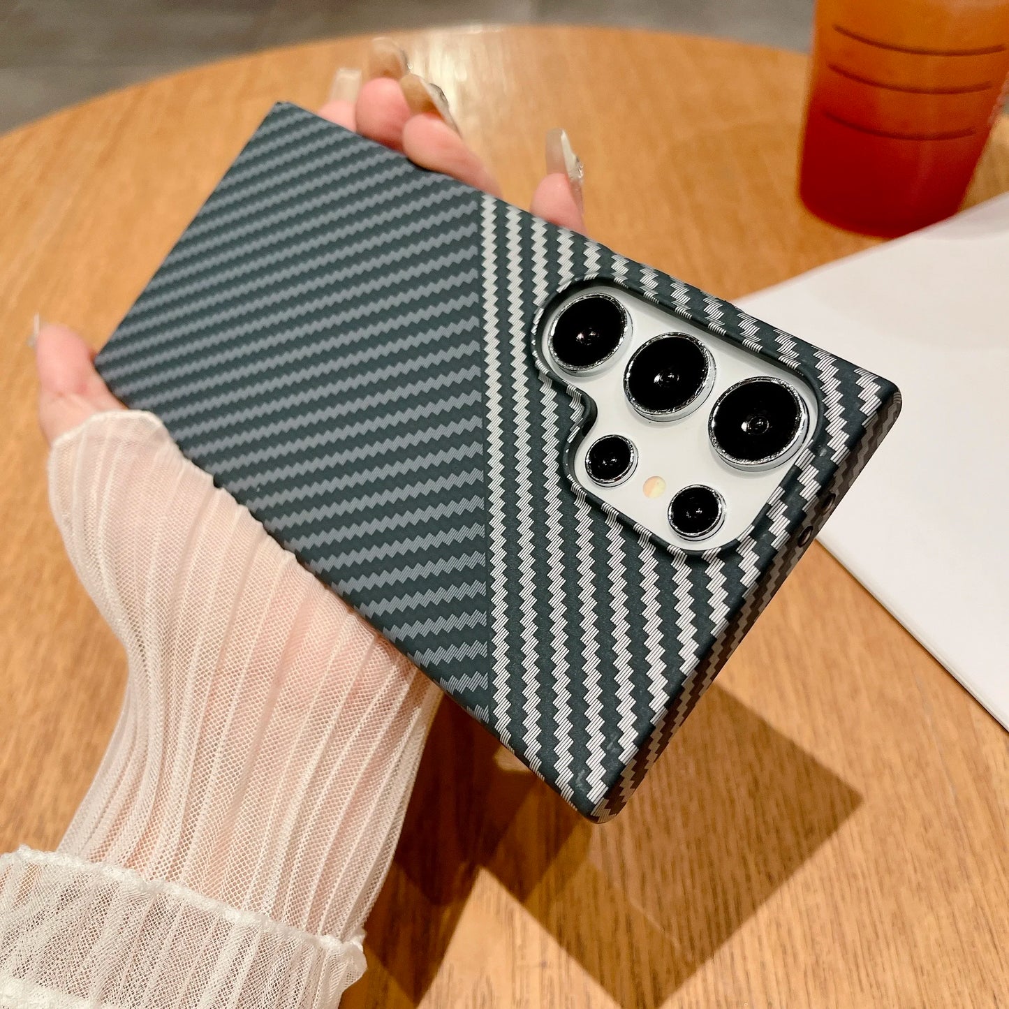 Carbon Fiber Texture Armor Magnetic For Magsafe Case For Samsung S25 S24 S23 S22 Note 20 Ultra 10 Plus A56 A16 A55 Hard PC Cover
