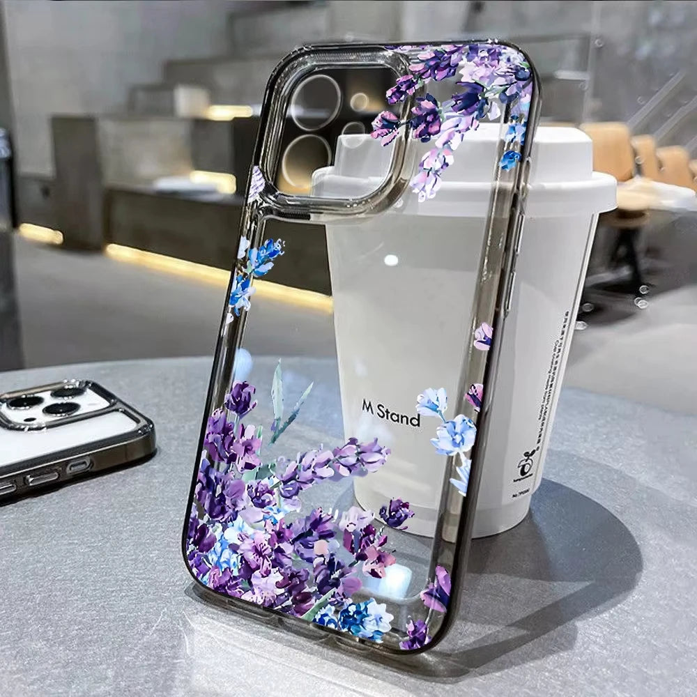 Lotus Flower Transparent Phone Case For iPhone 16 Pro Max Case iPhone 13 17 15 11 12 14 Pro Max XR 8 7 Plus SE Shockproof Cover