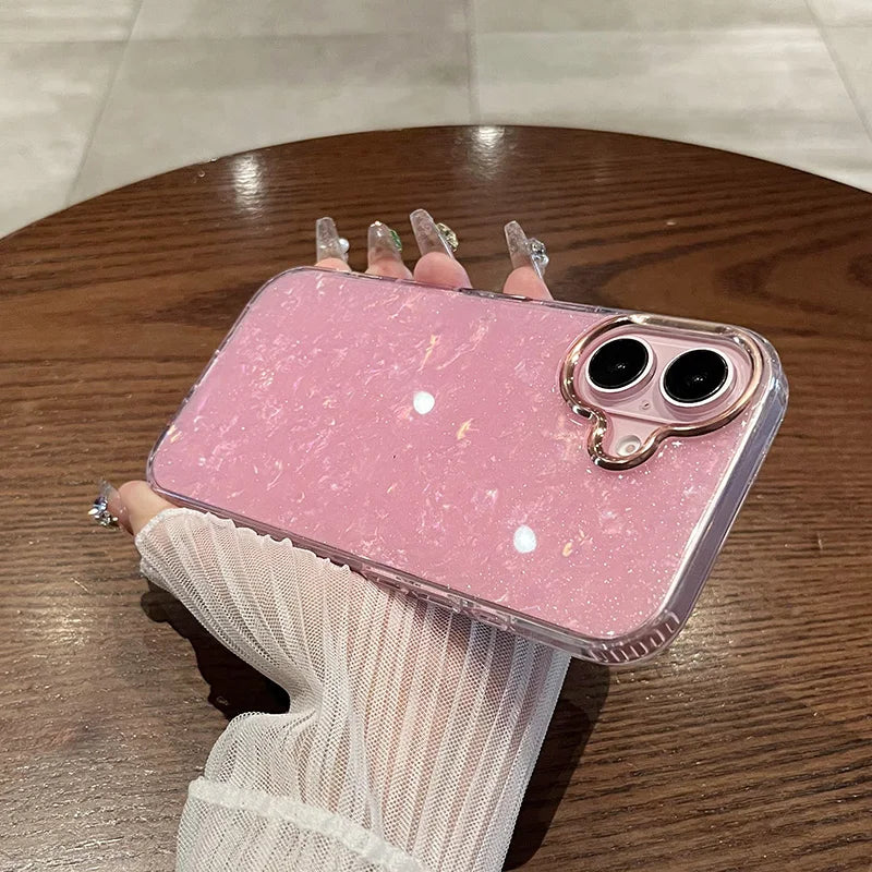 Luxury Rainbow Shell Glitter Laser Phone Case For iPhone 17 Air 16 Pro Max 15 14 13 12 11 Plus Clear Shockproof Plating Cover