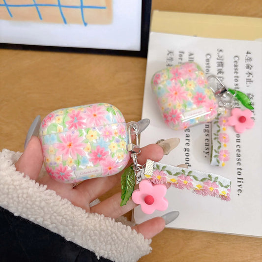 Colorful ins flower 3D pendant imd earphone case wireless bluetooth charging box for apple airpods 3 4 2 1 pro 2nd cover
