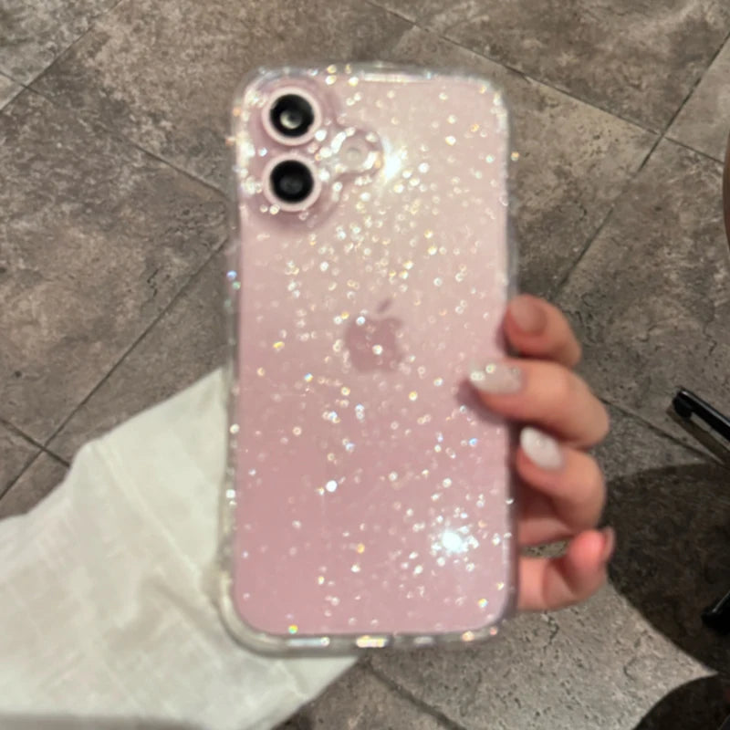 Luxury Glitter Transparent Bling Case For iPhone 17 Air 11 12 13 14 15 16 Pro Max X XR XS 7 8 Plus Shockproof Soft Bumper Cover