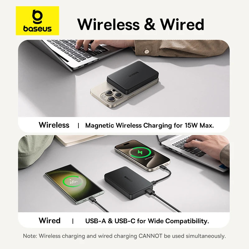 Baseus Qi2 Magnetic Power Bank 10000mah 15W Wireless Charging 22.5W Wired Charge Qi2-Certified for iPhone 16 15 14 13 12 Pro Max