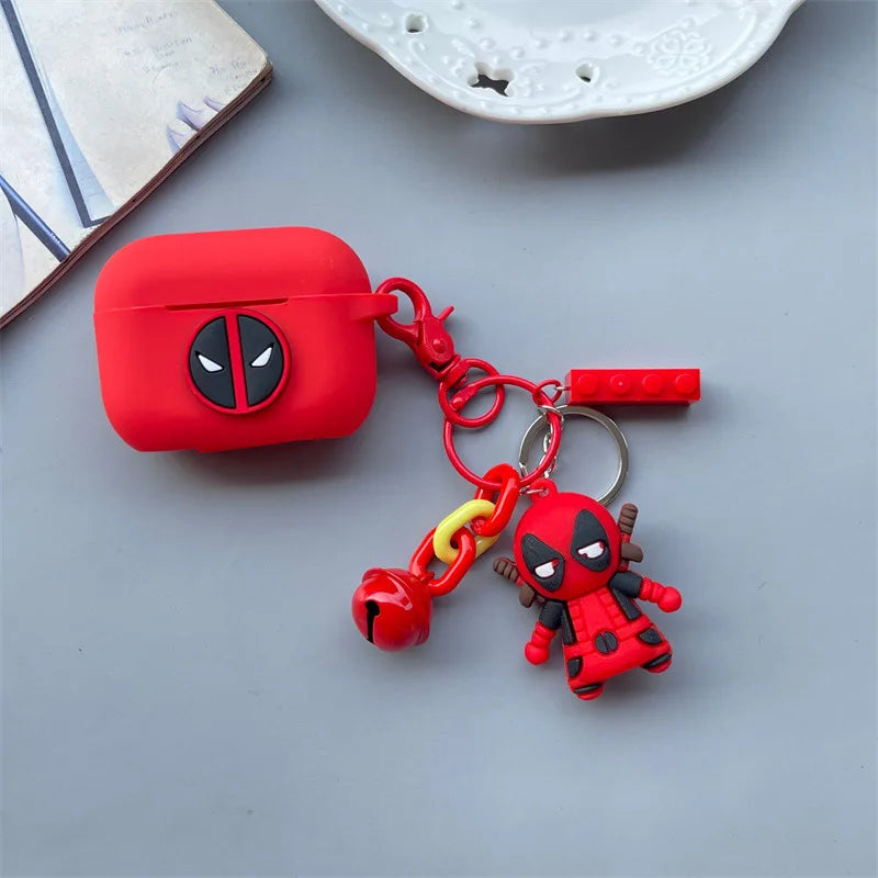 Cartoon Deadpool Earphone Case for Airpods 4 2024 Silicone Protective Cover for Airpods Pro2 Pro 3 2 1  with Key Chain
