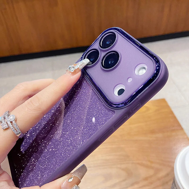 Luxury Glitter Lens Film Full Protection Case for IPhone 17 Air 16 15 14 13 12 Pro Max Soft Silicone Shockproof Bumper Cover