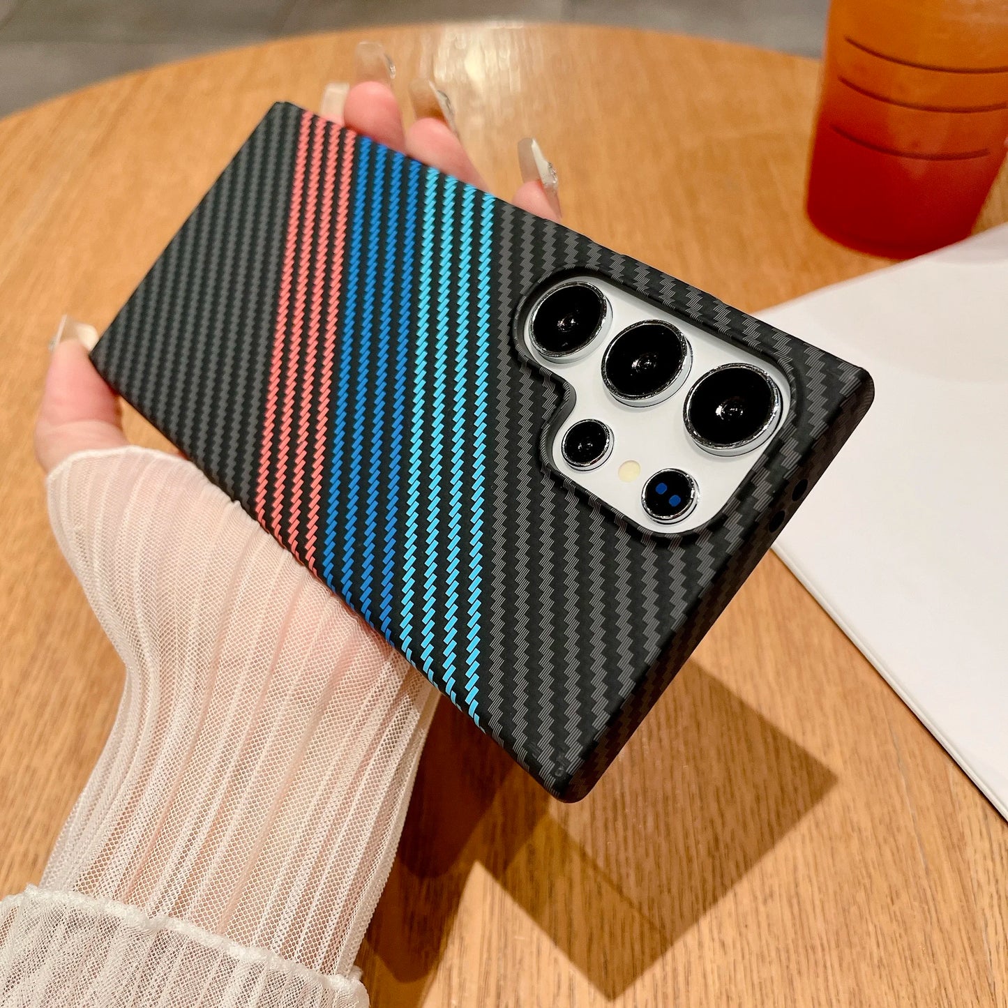 Carbon Fiber Texture Armor Magnetic For Magsafe Case For Samsung S25 S24 S23 S22 Note 20 Ultra 10 Plus A56 A16 A55 Hard PC Cover