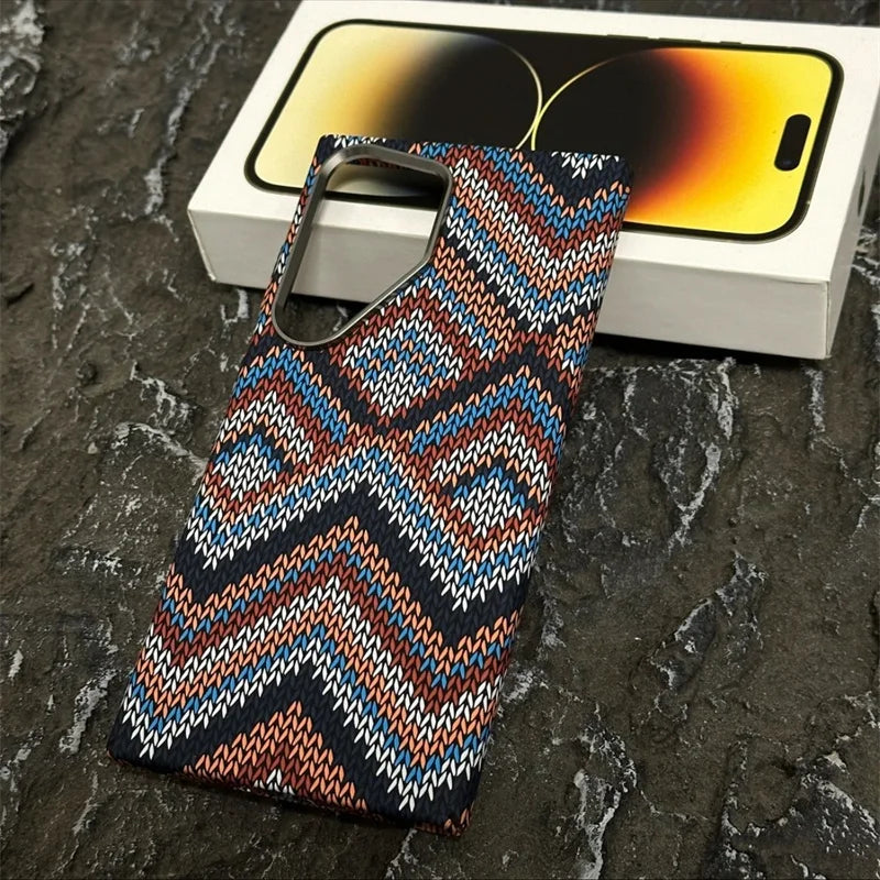 Luxury Carbon Fiber Wireless Charging Magsafe Case for Samsung Galaxy S25 S23 S24 Ultra Plus Alloy Lens Protection Hard Cover