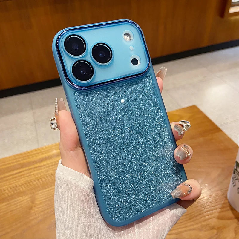 Luxury Glitter Lens Film Full Protection Case for IPhone 17 Air 16 15 14 13 12 Pro Max Soft Silicone Shockproof Bumper Cover