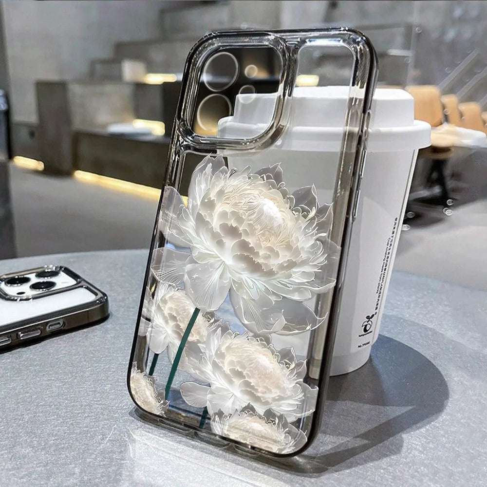 Lotus Flower Transparent Phone Case For iPhone 16 Pro Max Case iPhone 13 17 15 11 12 14 Pro Max XR 8 7 Plus SE Shockproof Cover