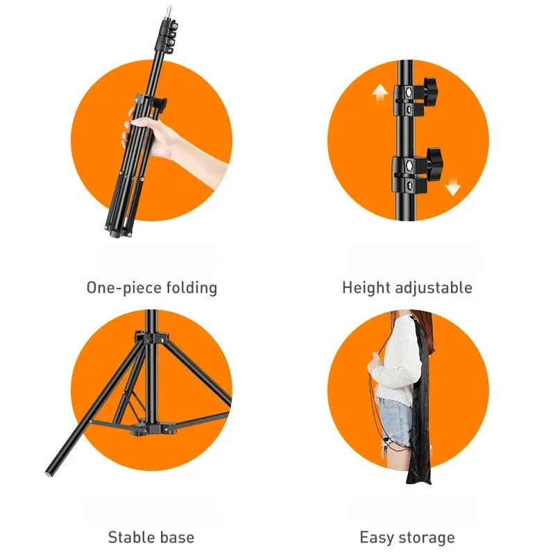 160cm Live Broadcast Tripod Landing Type Camera Anchor Selfie Light Frame Metal Thermometer Phone Holder