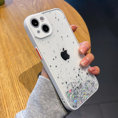 Gradient Bling Glitter Sequins Clear Phone Case For iPhone 16 15 14 Plus 11 12 13 Pro Max XS X XR Shockproof Transparent Cover