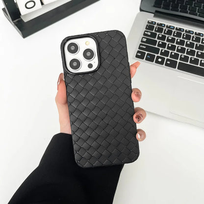 Braided Textured Phone Case for IPhone 17 16E 15 14 12 13 Pro Max Liquid Silicone Knitted Pattern Breathable Cooling Back Cover