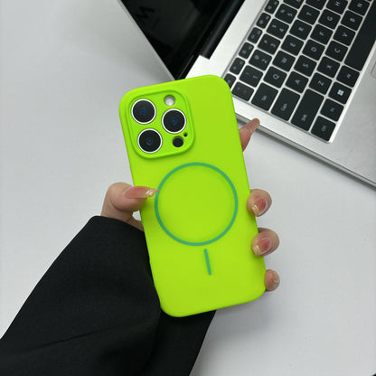 Fashion Fluorescent Silicone Magnetic for Magsafe Case For iPhone 17 Air 16 15 14 Plus 13 12 Pro Max Wireless Charge Candy Cover