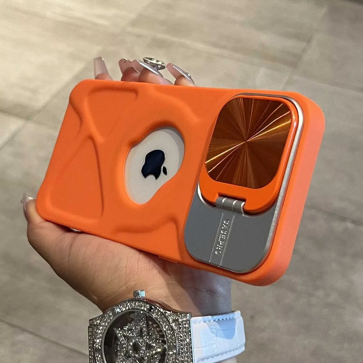 Fashion Logo Hole Magnetic Case for iPhone 17Air 11 12 13 14 15 16 17 Pro Max Plus Lens Protection Stand Magsafe Silicone Cover