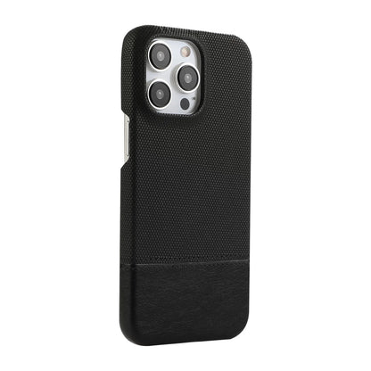 Luxury PU Leather Sew On Nylon Fabric Case For iPhone 16 15 14 13 12 Pro Max Plus Frameless Breathable Non-slip Shockproof Cover